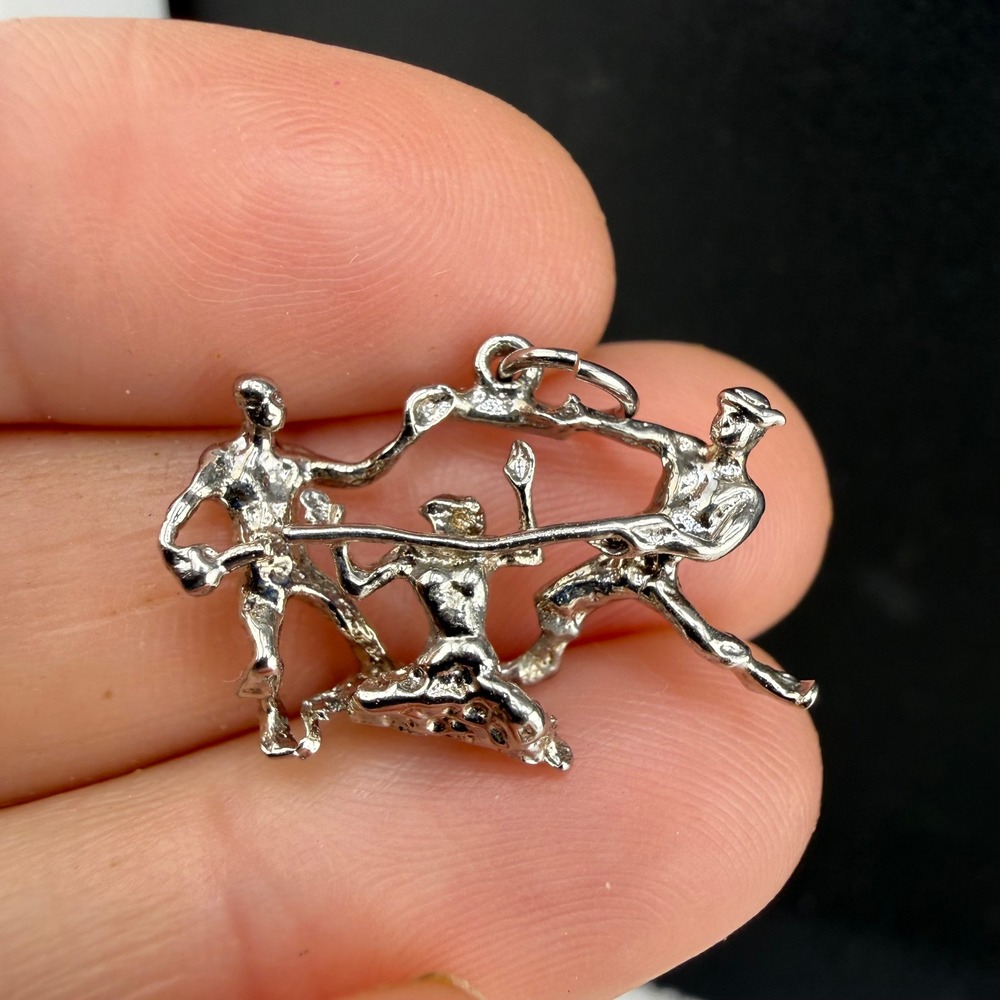 Vintage Limbo Dancers Pendant Sterling Silver Figural